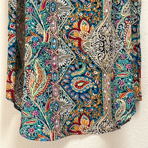 SHEIN Curve 1XL Paisley Floral Colorful Slip On Sun Dress, Flowy Bohemian NWOT - Picture 4 of 11